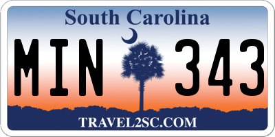 SC license plate MIN343