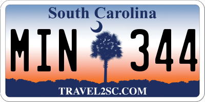 SC license plate MIN344