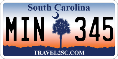 SC license plate MIN345