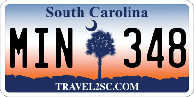 SC license plate MIN348