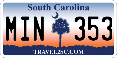 SC license plate MIN353