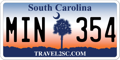 SC license plate MIN354