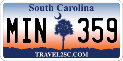SC license plate MIN359