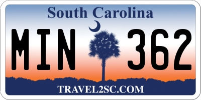SC license plate MIN362