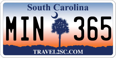 SC license plate MIN365