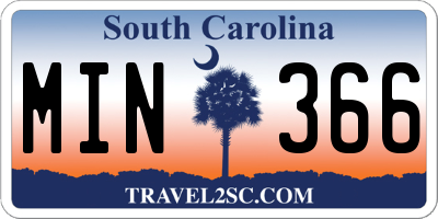 SC license plate MIN366