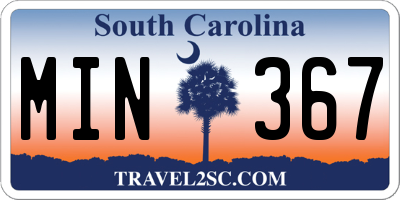 SC license plate MIN367
