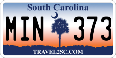 SC license plate MIN373