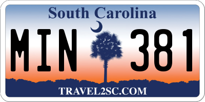 SC license plate MIN381