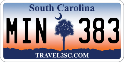 SC license plate MIN383