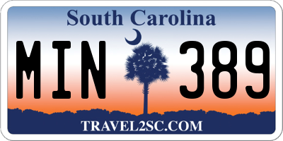 SC license plate MIN389