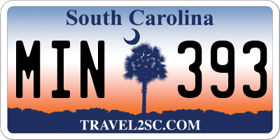 SC license plate MIN393