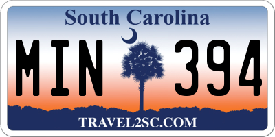 SC license plate MIN394