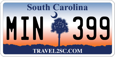 SC license plate MIN399