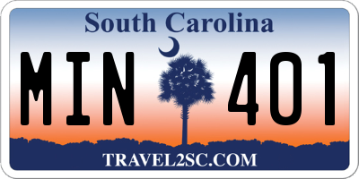 SC license plate MIN401