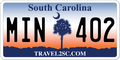 SC license plate MIN402