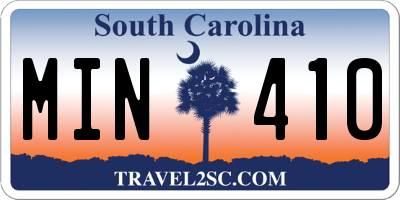 SC license plate MIN410