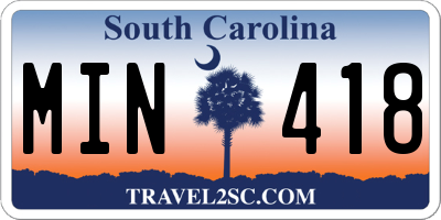 SC license plate MIN418
