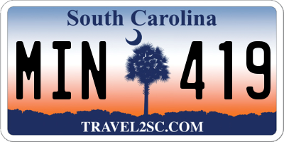 SC license plate MIN419
