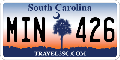 SC license plate MIN426