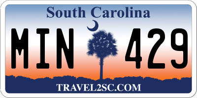 SC license plate MIN429