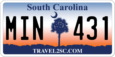 SC license plate MIN431