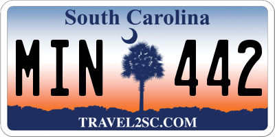 SC license plate MIN442