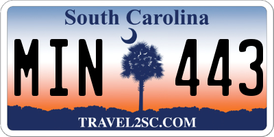 SC license plate MIN443
