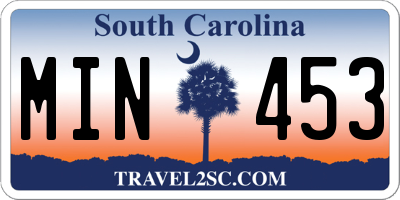 SC license plate MIN453
