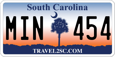 SC license plate MIN454