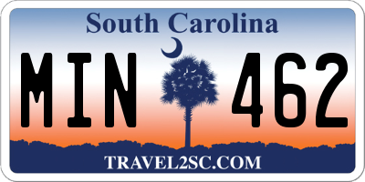 SC license plate MIN462