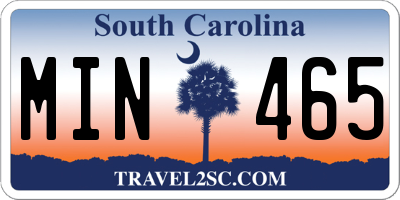 SC license plate MIN465