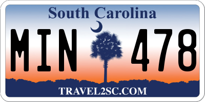 SC license plate MIN478