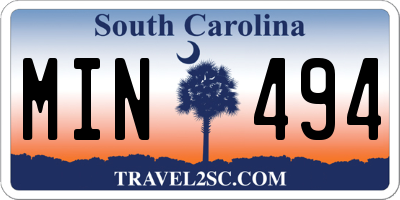 SC license plate MIN494