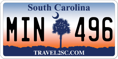 SC license plate MIN496