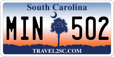 SC license plate MIN502
