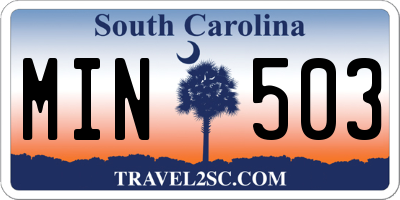 SC license plate MIN503