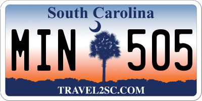 SC license plate MIN505