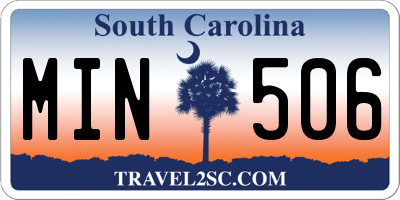 SC license plate MIN506