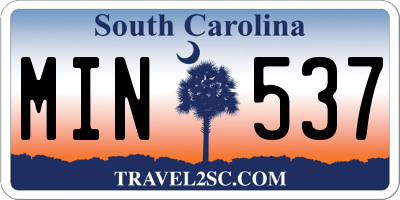 SC license plate MIN537