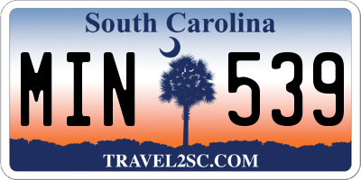 SC license plate MIN539