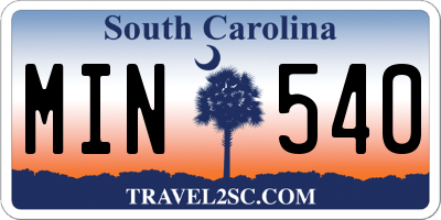 SC license plate MIN540