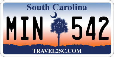 SC license plate MIN542
