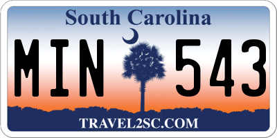SC license plate MIN543
