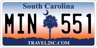 SC license plate MIN551
