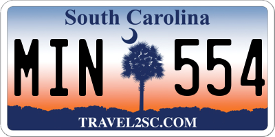 SC license plate MIN554