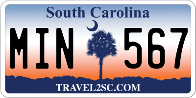 SC license plate MIN567