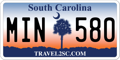 SC license plate MIN580