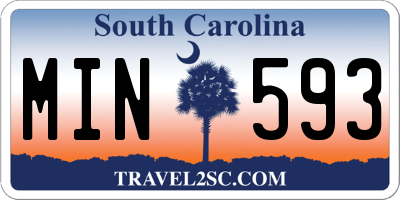 SC license plate MIN593