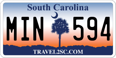 SC license plate MIN594